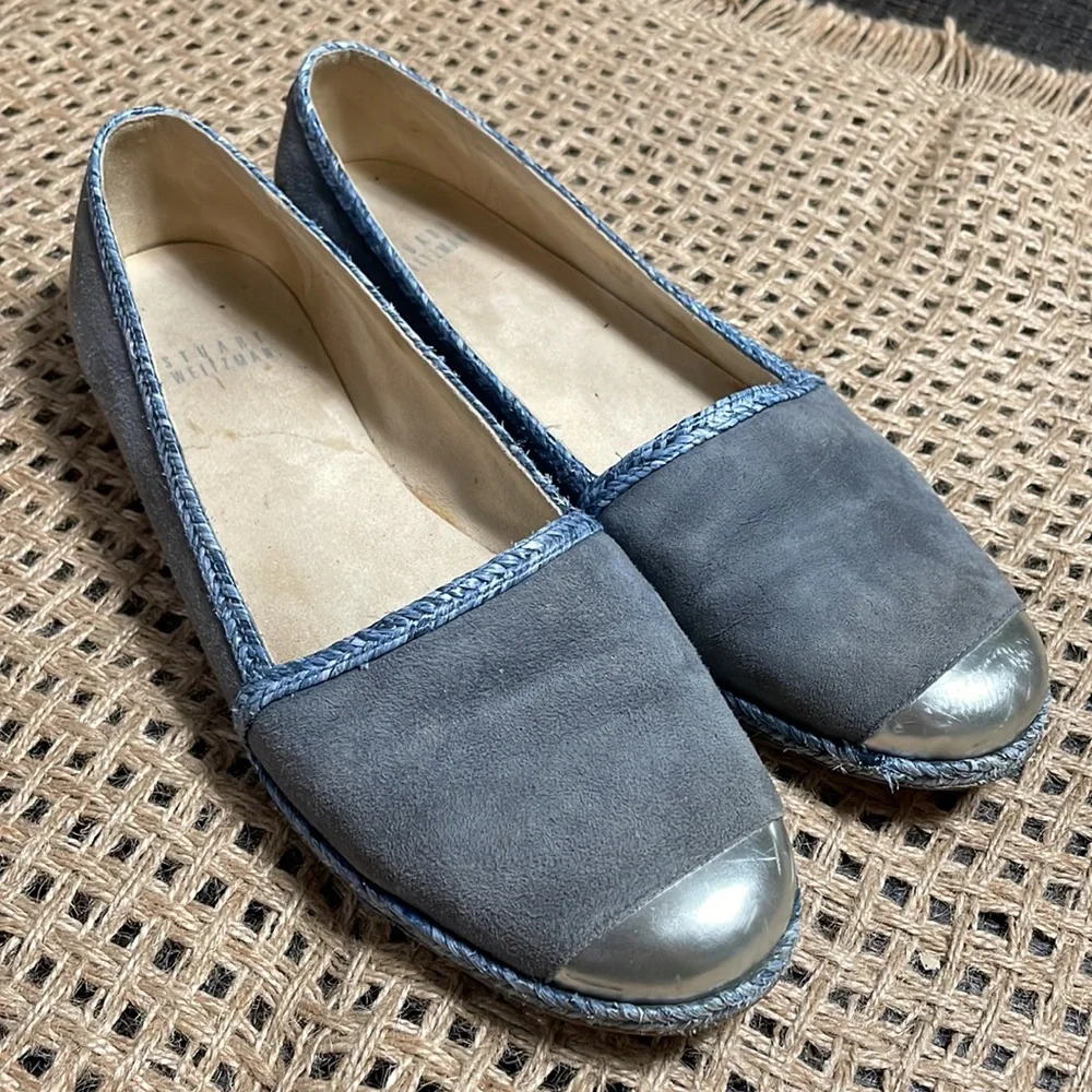 Stuart Weitzman Tipadrille Blue Jean Espadrille Mirror toe Shoes